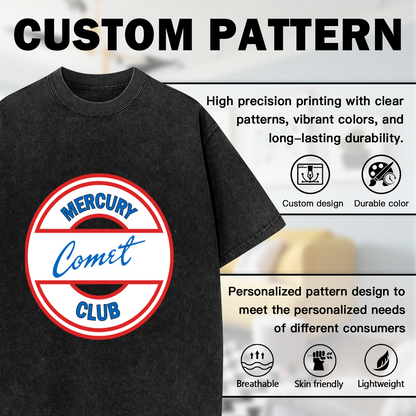 Mercury Comet Club Round Retro Logo Vintage Washed T-Shirt