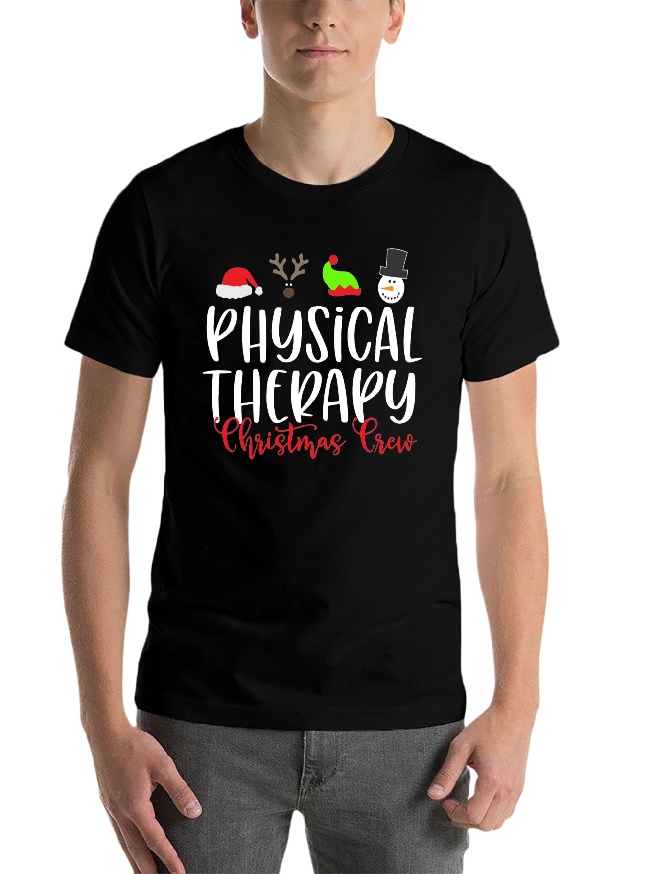 Physical Therapy Christmas Crew Black T-Shirt