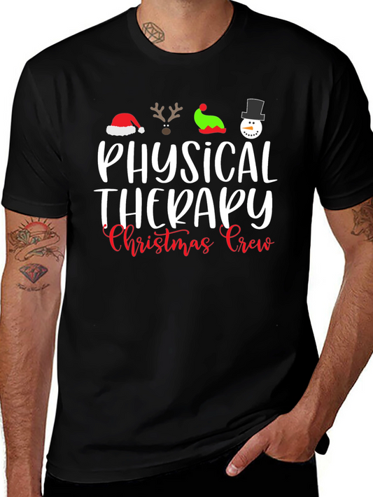 Physical Therapy Christmas Crew Black T-Shirt