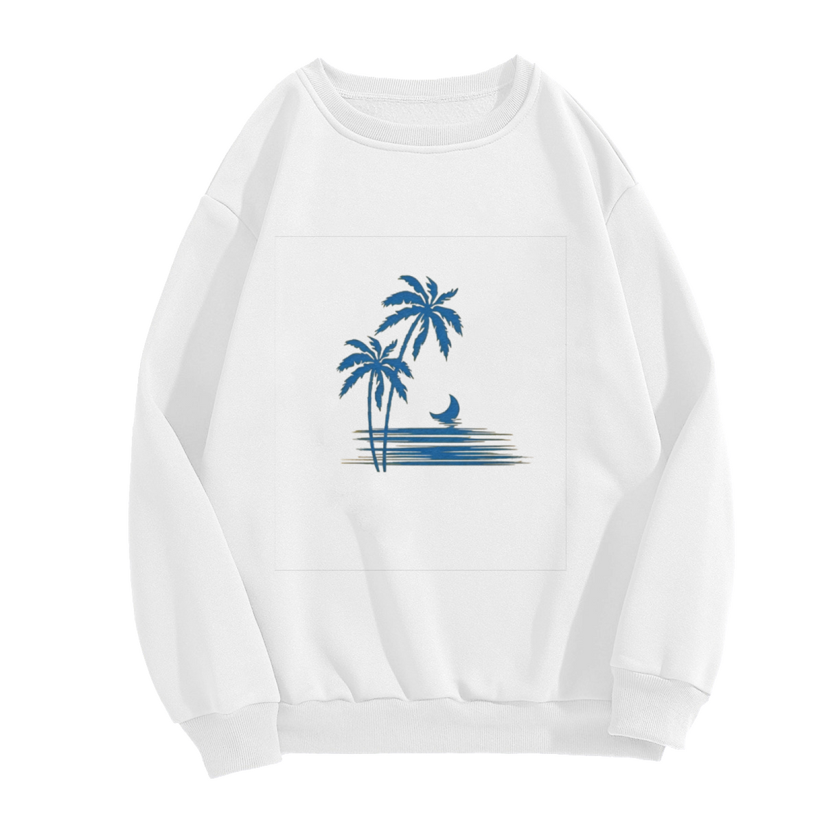 Retro Tropical Palm Tree Ocean Sunset Beach Vibe Crewneck Sweatshirt