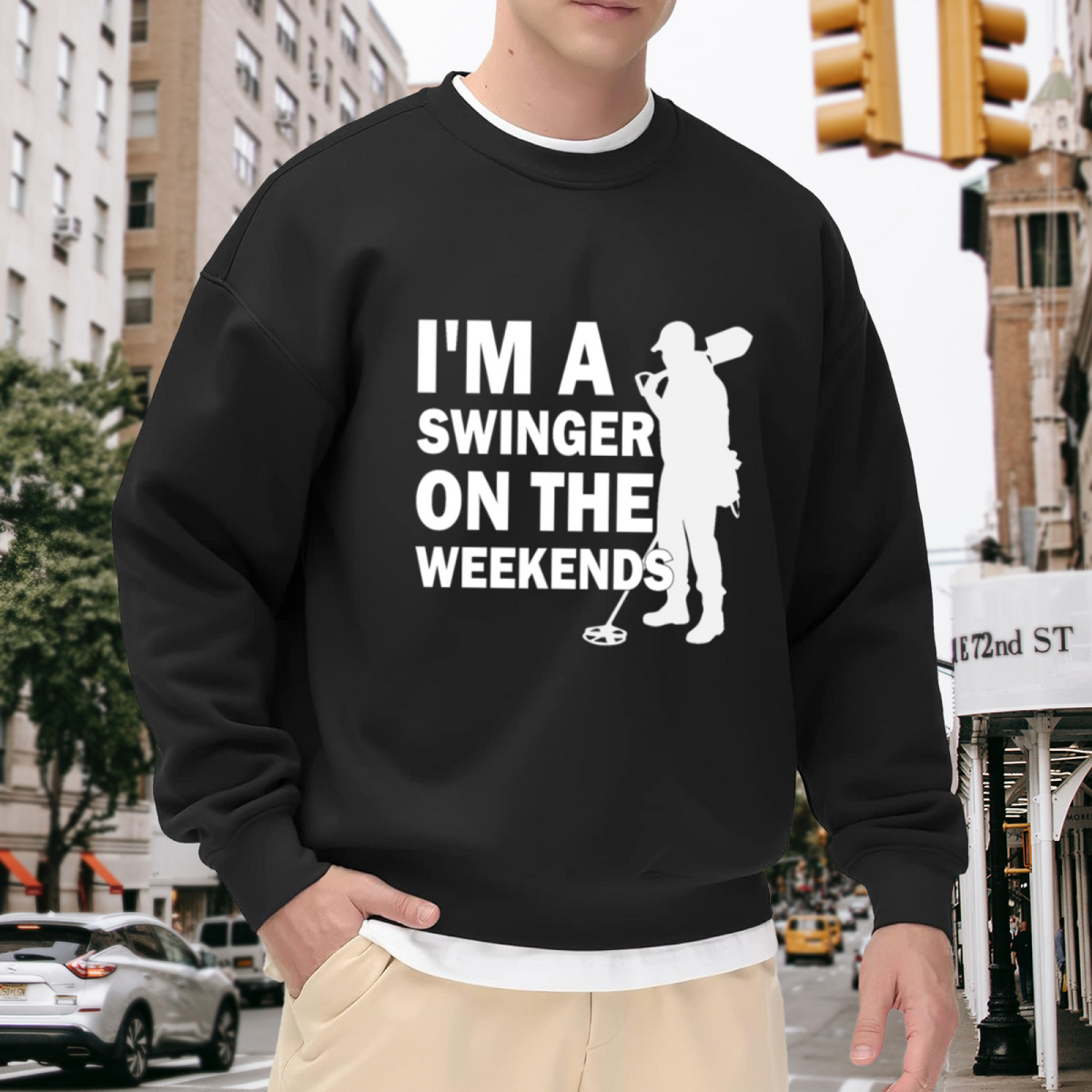 I'm A Swinger On The Weekends Funny Metal Detecting Hobby Crewneck Sweatshirt