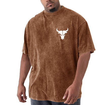 Minimal White Bull Skull Chest Logo