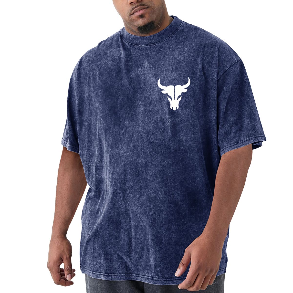 Minimal White Bull Skull Chest Logo