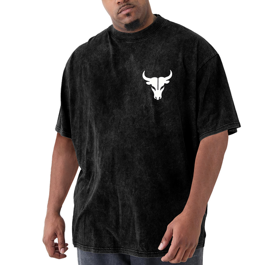 Minimal White Bull Skull Chest Logo