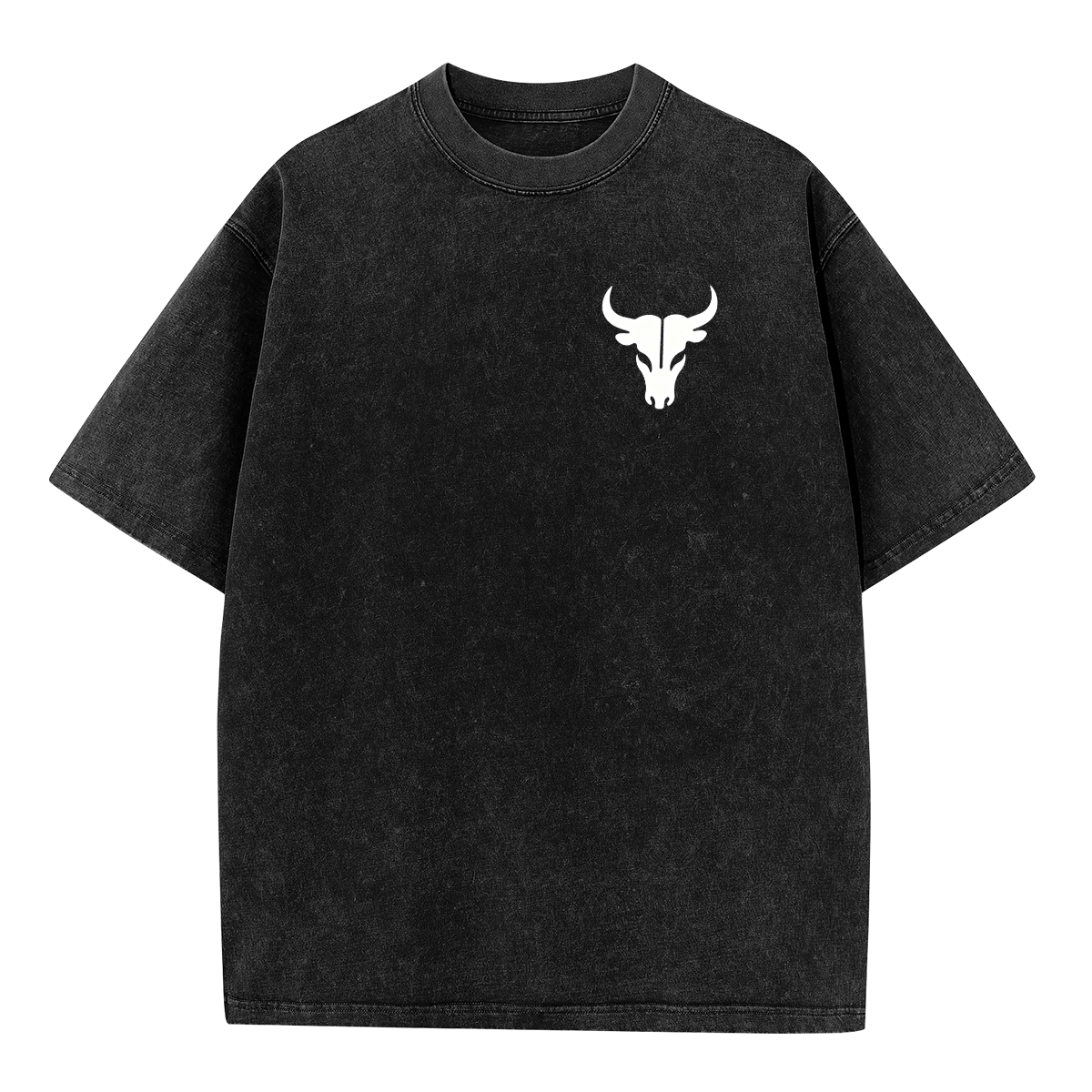 Minimal White Bull Skull Chest Logo