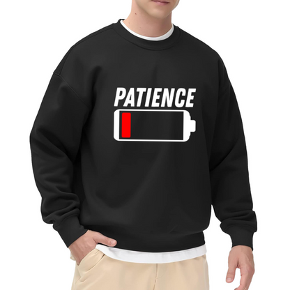 Low Battery Patience Funny Mood Graphic Crewneck Sweatshirt