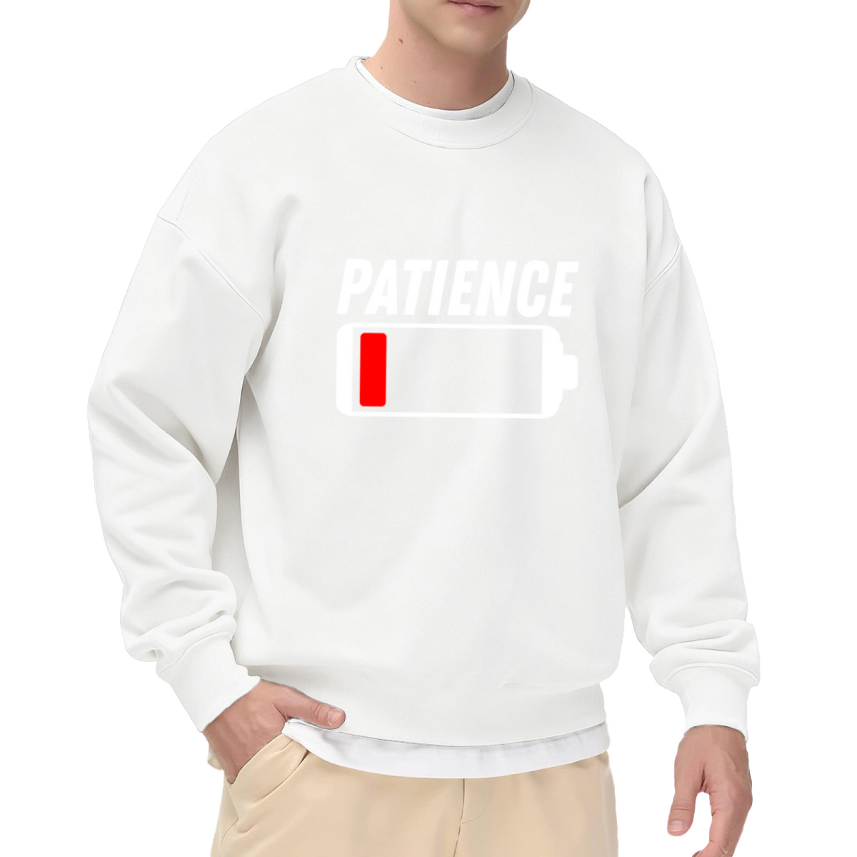 Low Battery Patience Funny Mood Graphic Crewneck Sweatshirt