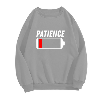 Low Battery Patience Funny Mood Graphic Crewneck Sweatshirt