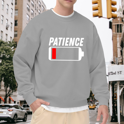 Low Battery Patience Funny Mood Graphic Crewneck Sweatshirt