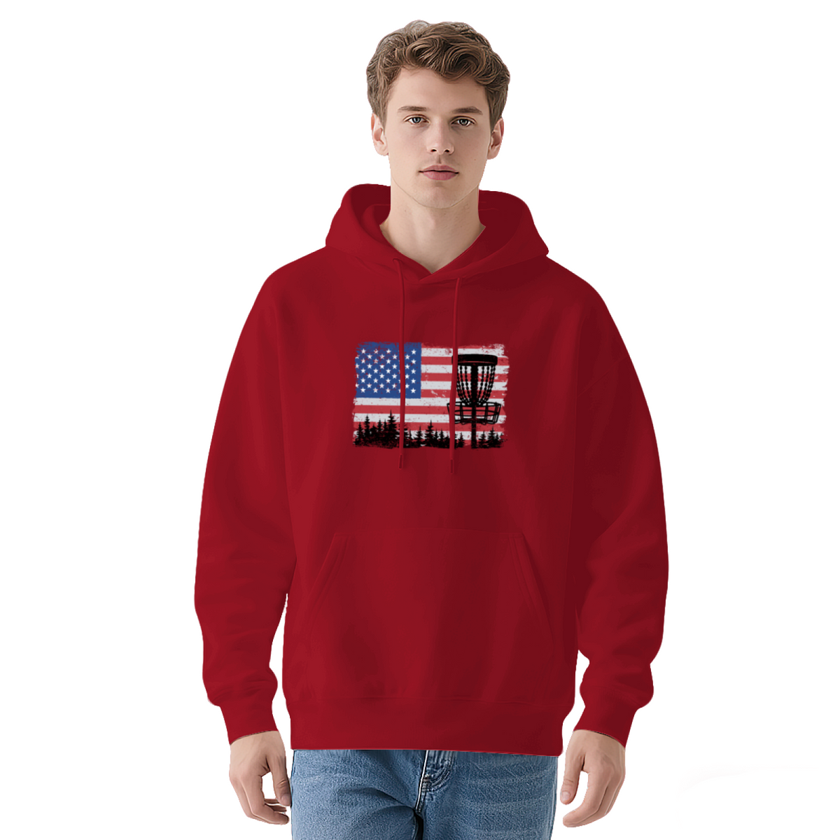 American Flag Disc Golf Black Hoodie, Outdoor Sports Soft Casual Top