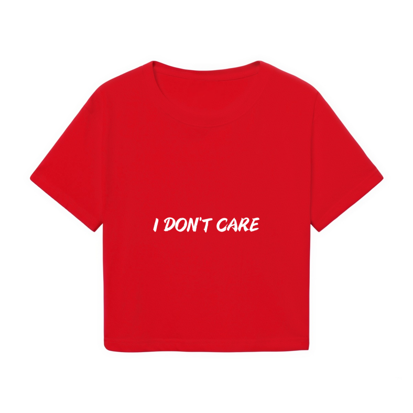 Bold Red Cropped Top With Eye-Catching I DON¡¯T CARE Slogan
