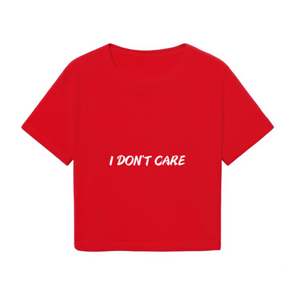 Bold Red Cropped Top With Eye-Catching I DON¡¯T CARE Slogan