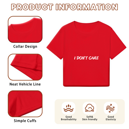 Bold Red Cropped Top With Eye-Catching I DON¡¯T CARE Slogan