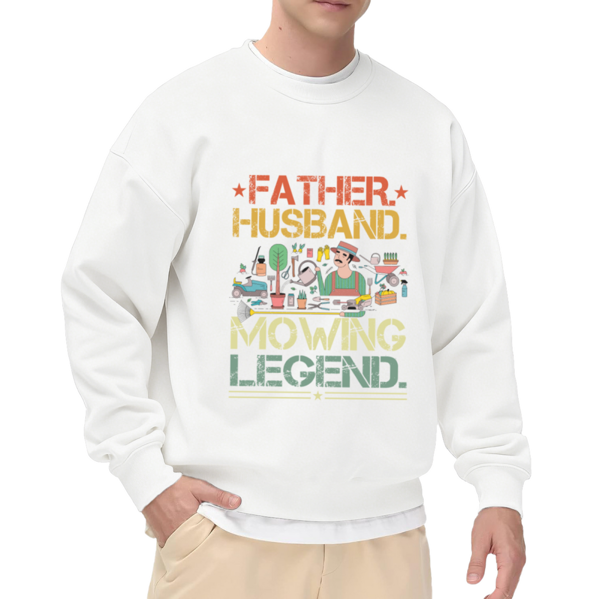 Father Husband Mowing Legend Dad Gardener Crewneck Sweatshirt