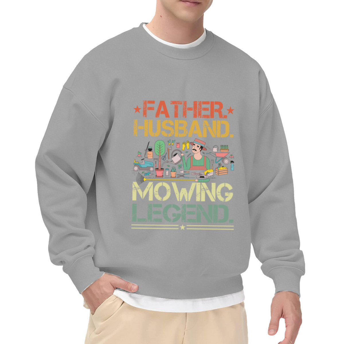 Father Husband Mowing Legend Dad Gardener Crewneck Sweatshirt
