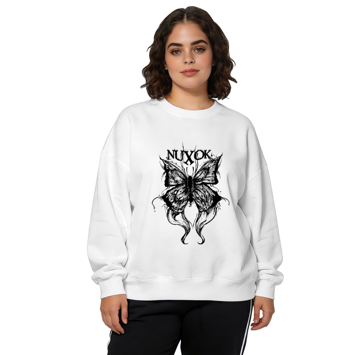 Dark Gothic Nuxok Butterfly Streetwear Crewneck Sweatshirt