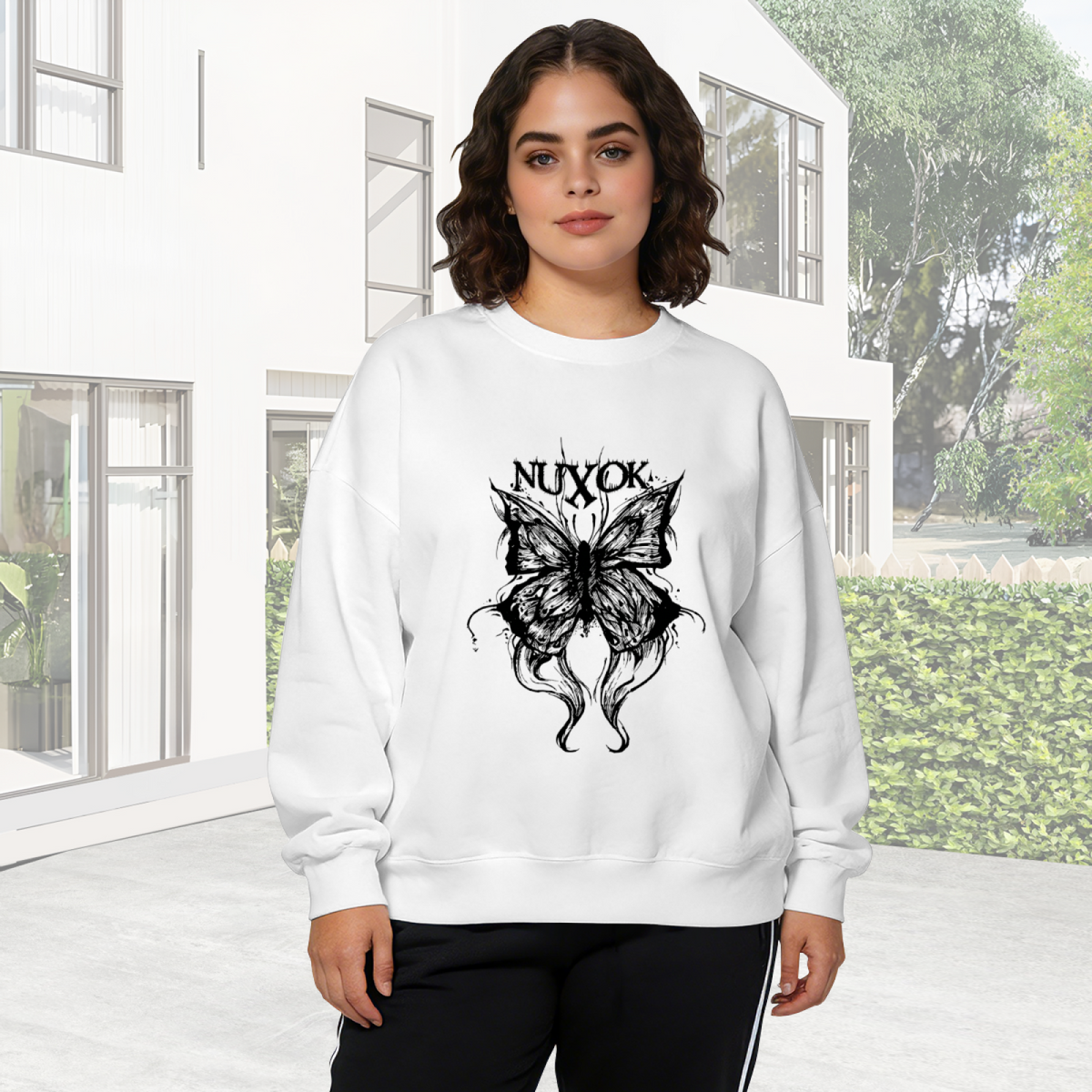 Dark Gothic Nuxok Butterfly Streetwear Crewneck Sweatshirt