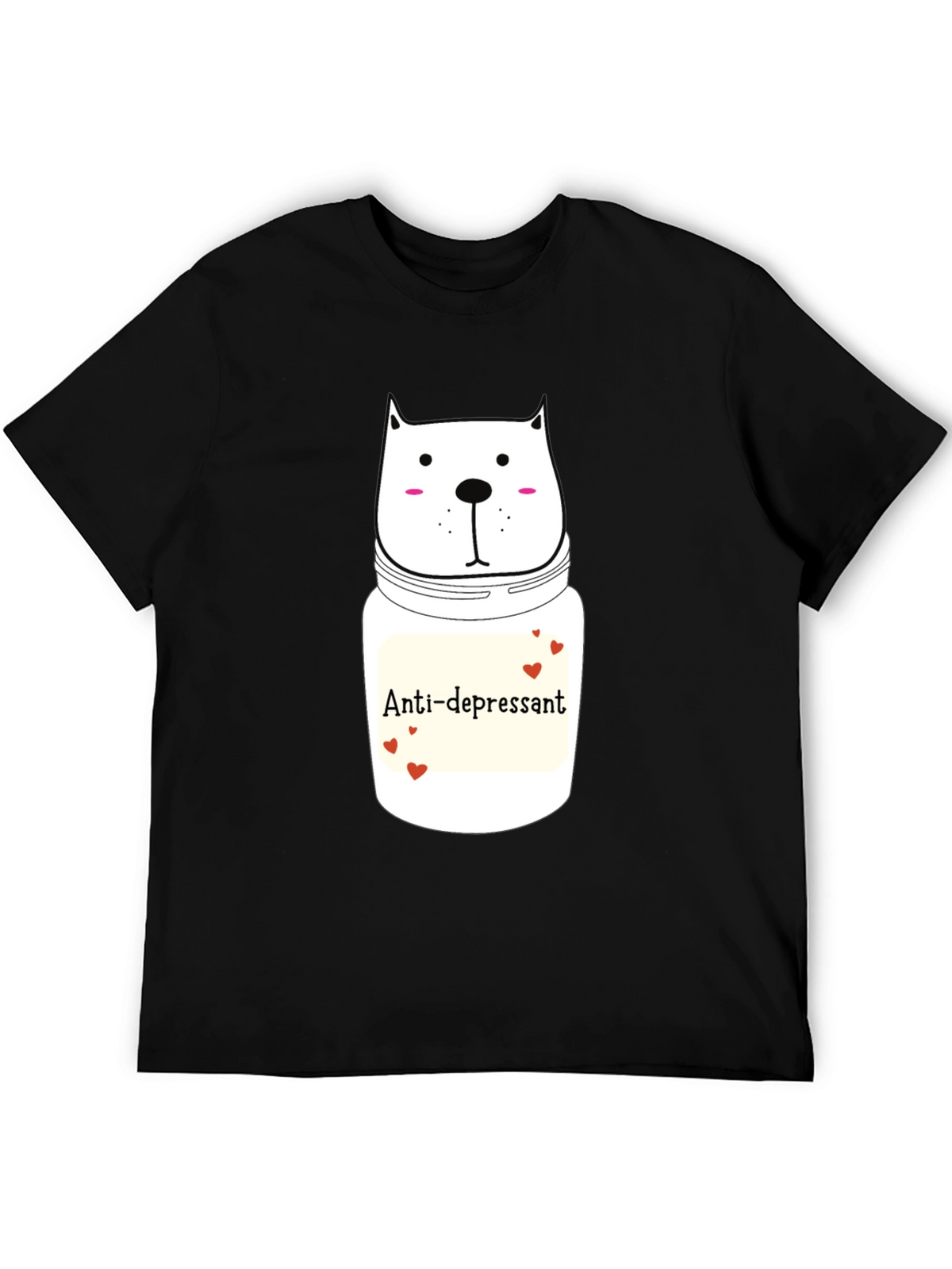 Anti-Depressant Cat Graphic Tee - Black Cotton Comfort