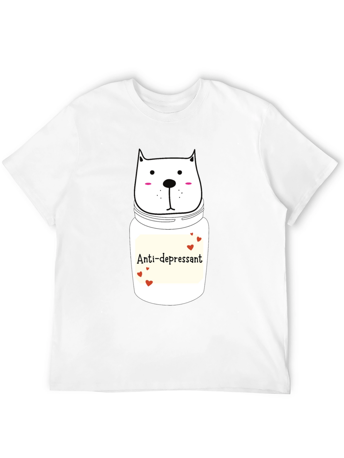 Anti-Depressant Cat Graphic Tee - Black Cotton Comfort