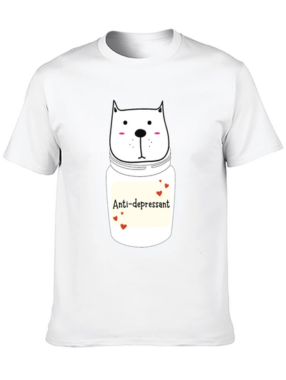 Anti-Depressant Cat Graphic Tee - Black Cotton Comfort