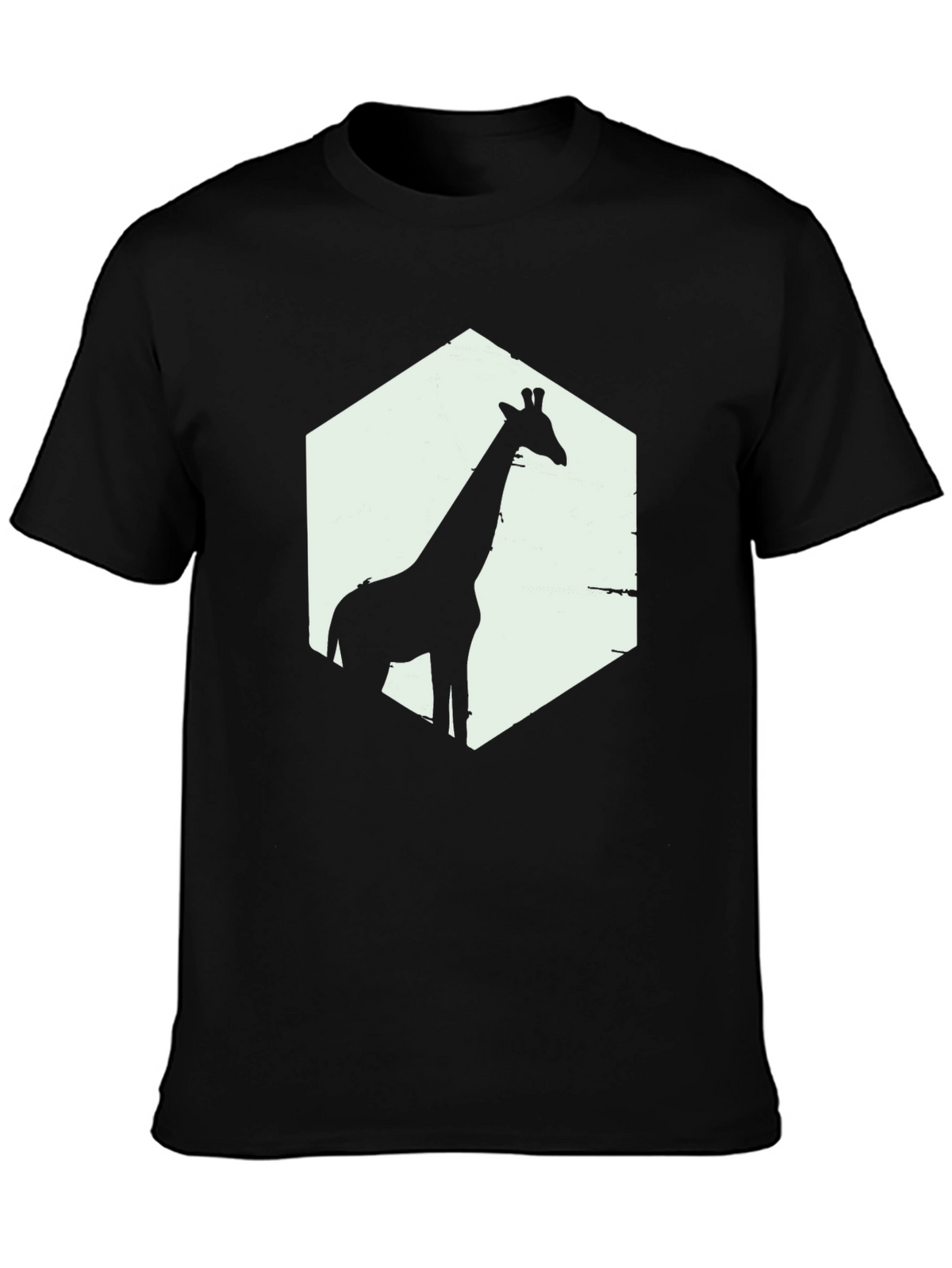 Giraffe Silhouette Graphic T-Shirt - Black