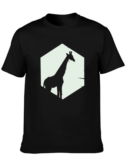Giraffe Silhouette Graphic T-Shirt - Black