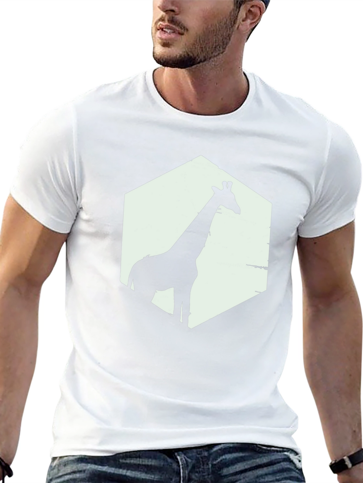 Giraffe Silhouette Graphic T-Shirt - Black