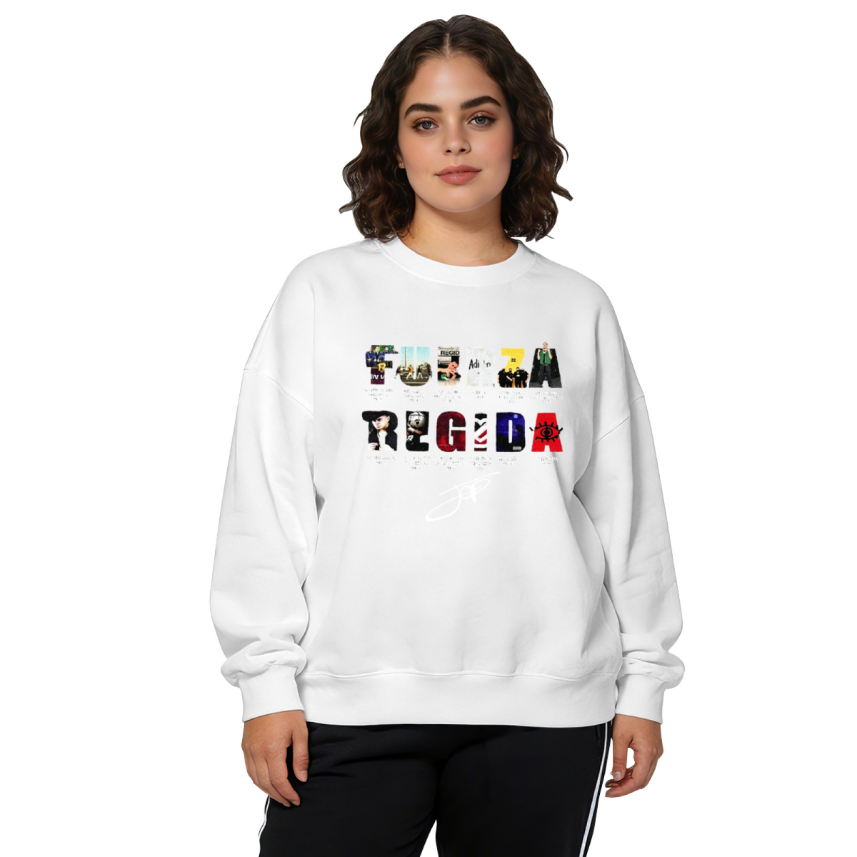 Music Album Collage Signature Graphic Crewneck Sweatshirt