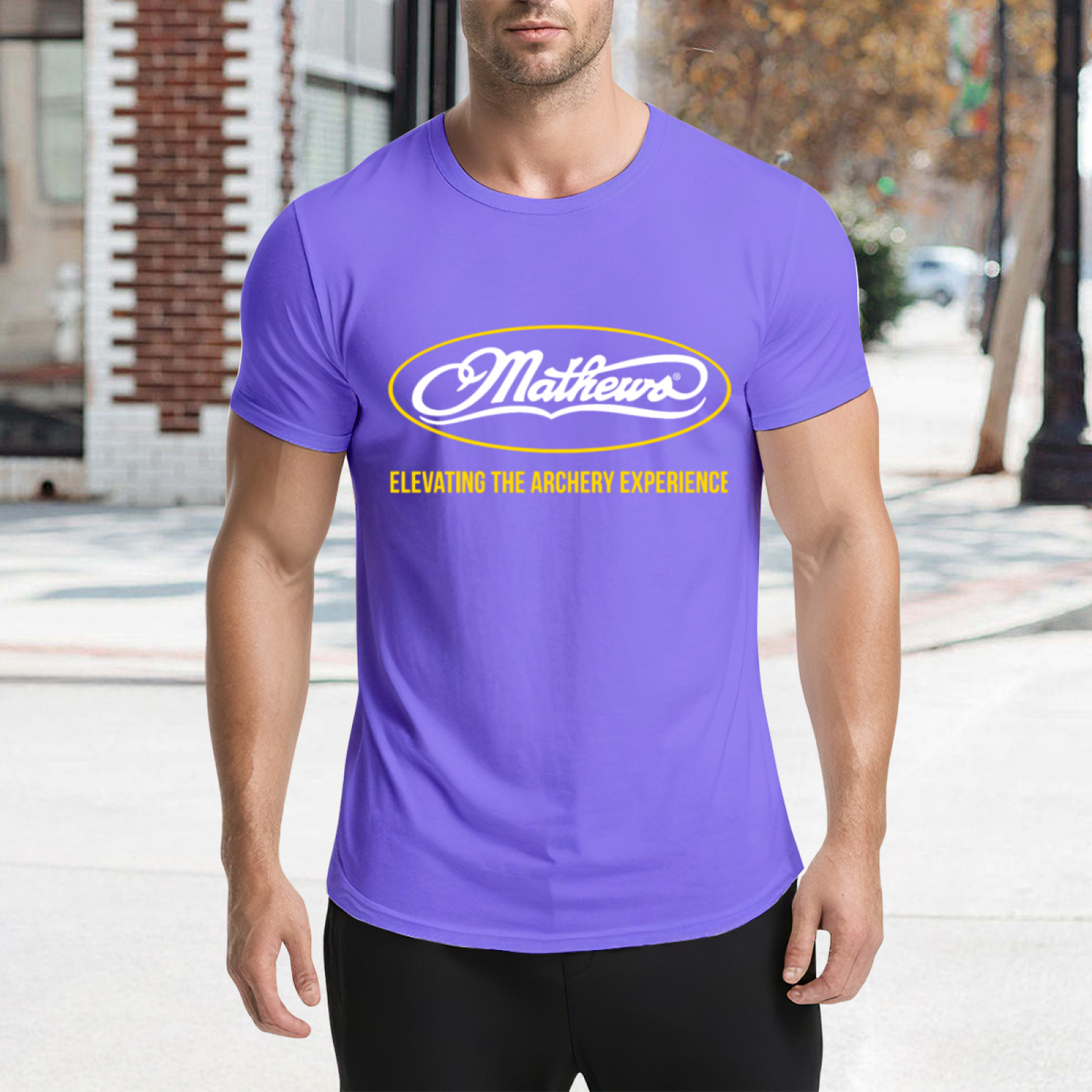 Mathews Elevating The Archery Experience Bowhunting Purple Tee
