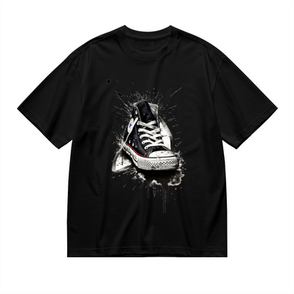 Graffiti Splatter Converse Sneakers Streetwear Tee