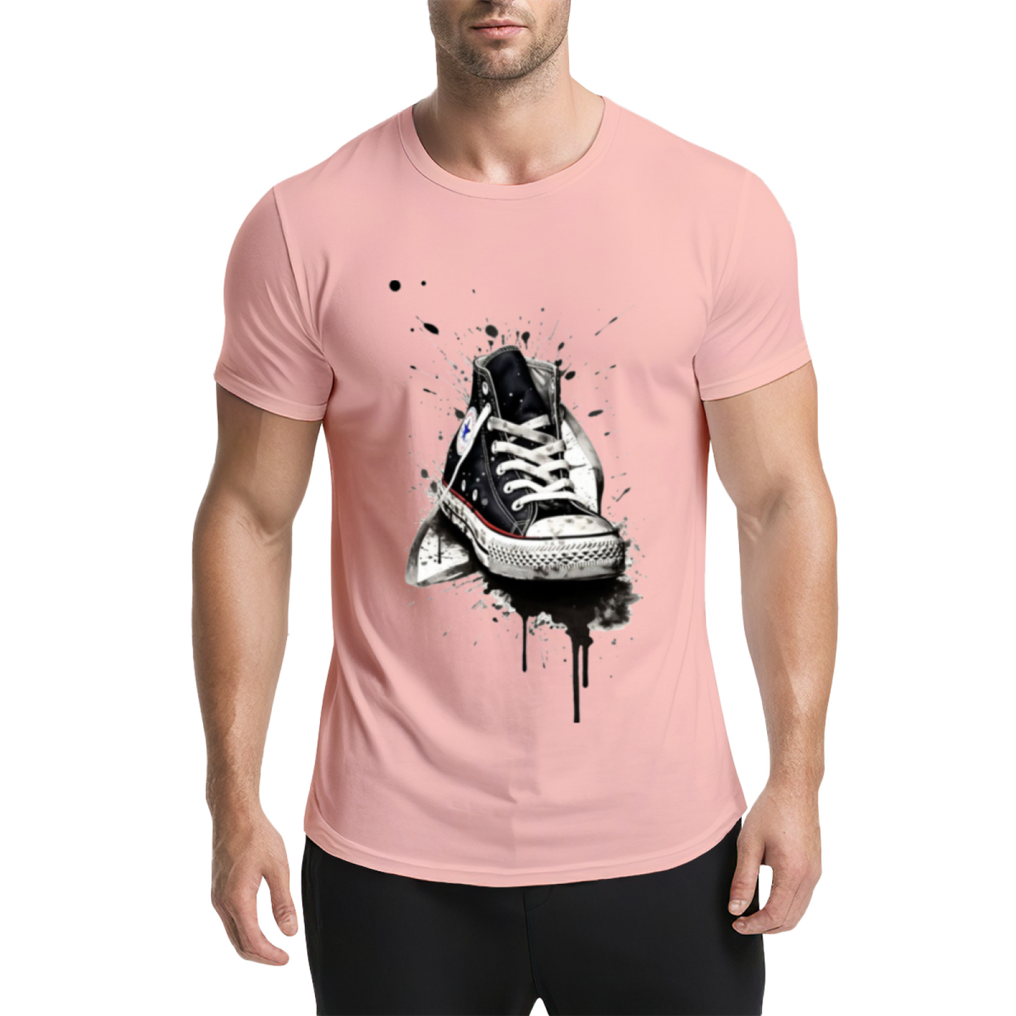 Graffiti Splatter Converse Sneakers Streetwear Tee