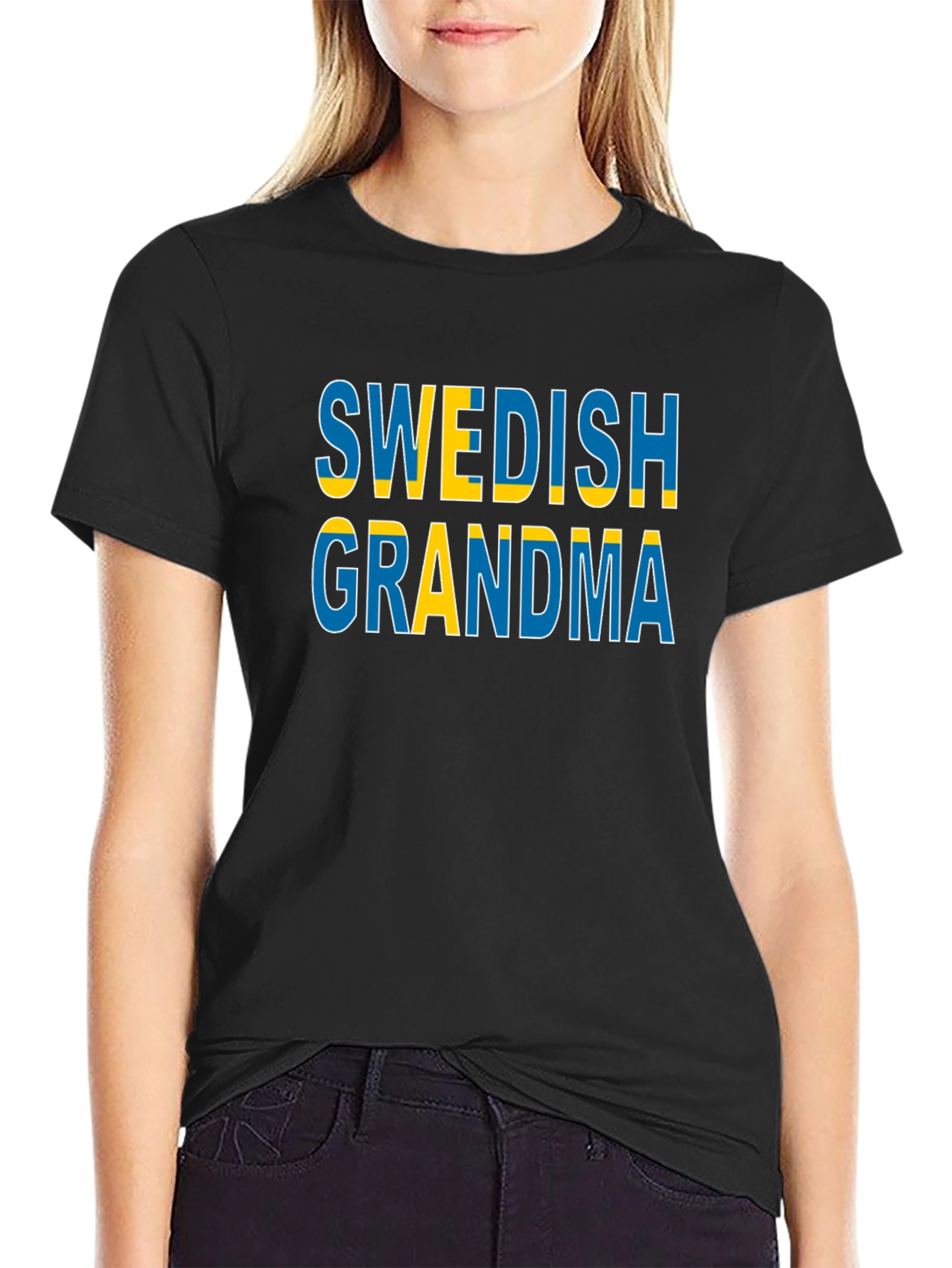 Swedish Grandma T-Shirt Black Cotton