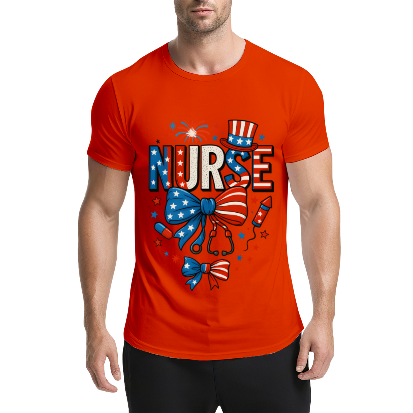 American Independence Day Nurse Light Blue Tee, Patriotic Medical Staff Gift Top