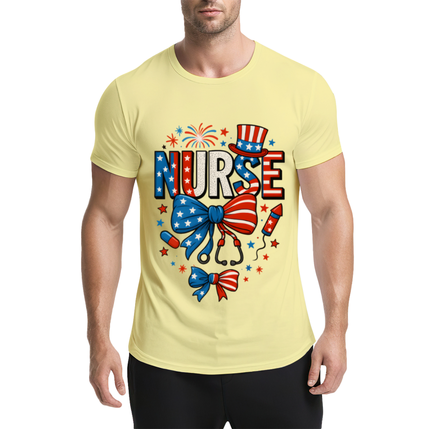 American Independence Day Nurse Light Blue Tee, Patriotic Medical Staff Gift Top