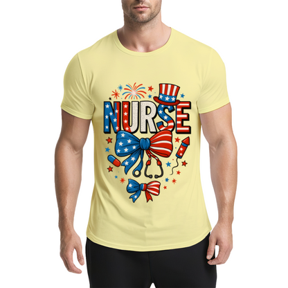 American Independence Day Nurse Light Blue Tee, Patriotic Medical Staff Gift Top