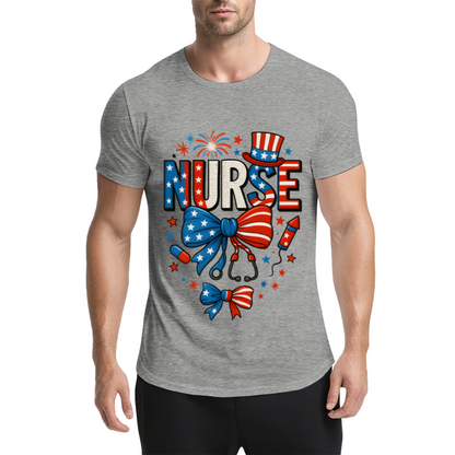 American Independence Day Nurse Light Blue Tee, Patriotic Medical Staff Gift Top