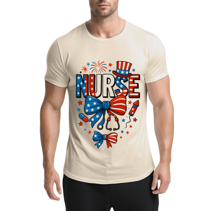 American Independence Day Nurse Light Blue Tee, Patriotic Medical Staff Gift Top