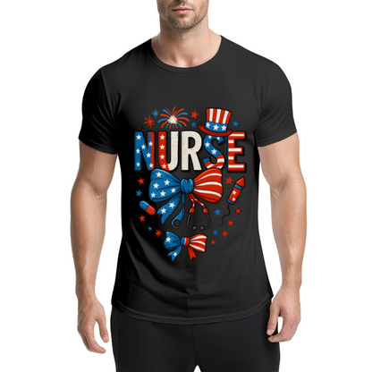 American Independence Day Nurse Light Blue Tee, Patriotic Medical Staff Gift Top