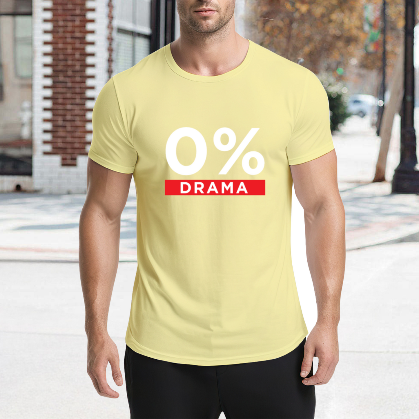 0% Drama No Chaos Minimal Yellow T-Shirt