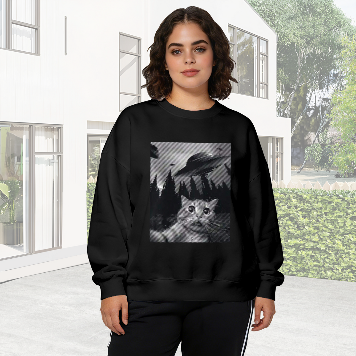Money And Everything Small Chest Text Crewneck Sweatshirt