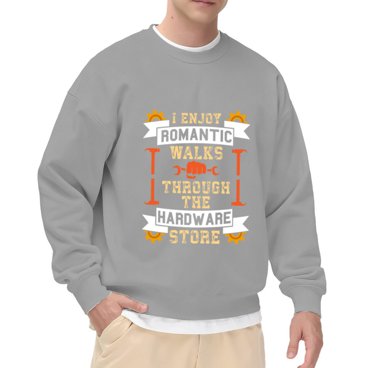 I Enjoy Romantic Walks Through The Hardware Store Funny Mechanic Crewneck Sweatshirt