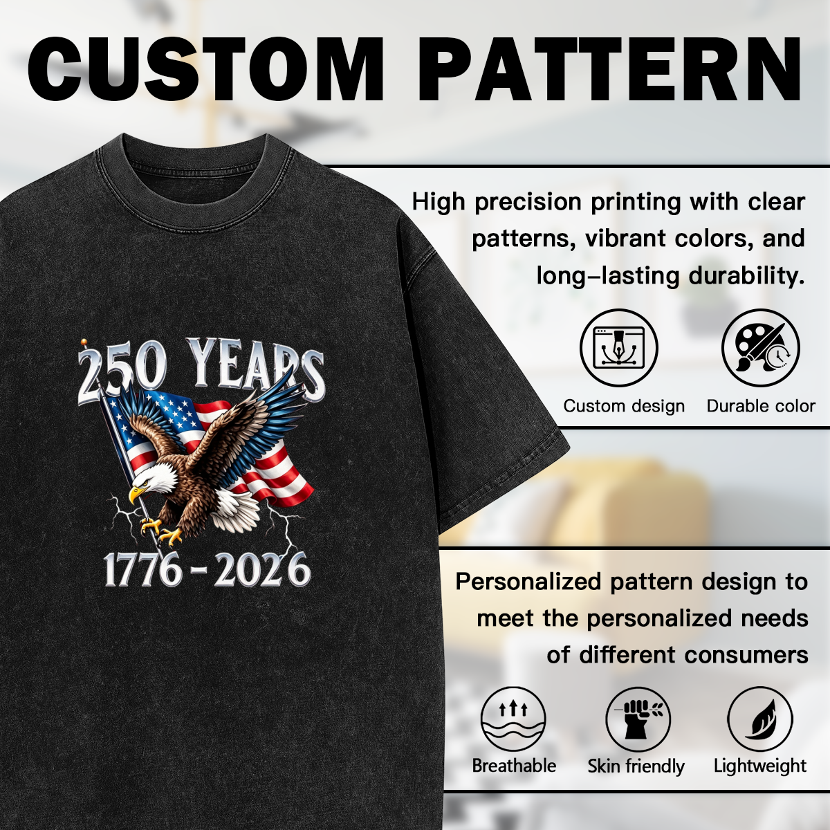 250 Years 1776-2026 American Eagle USA Flag