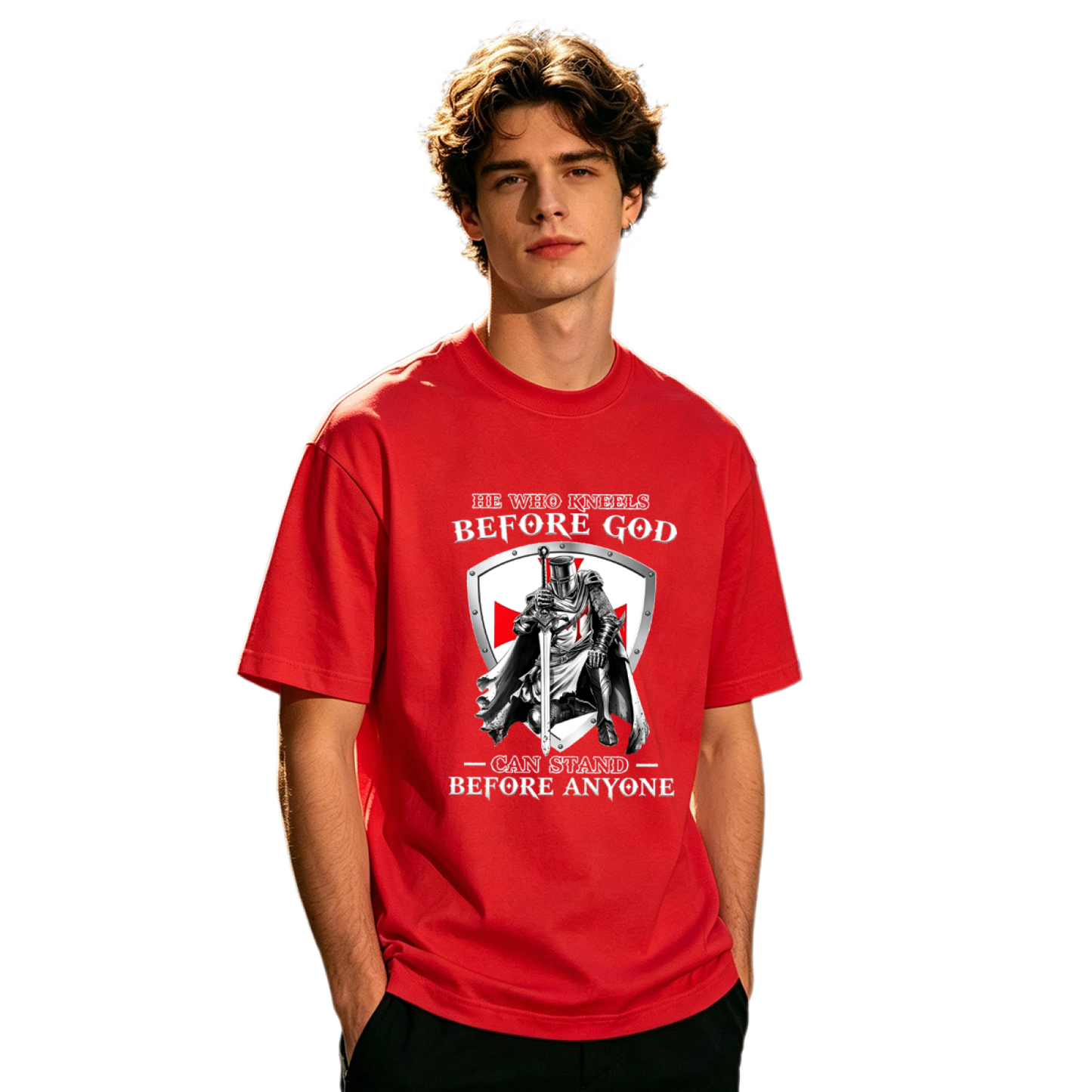 Men's Knight Templar Christian Faith Inspirational Quote Graphic T-Shirt