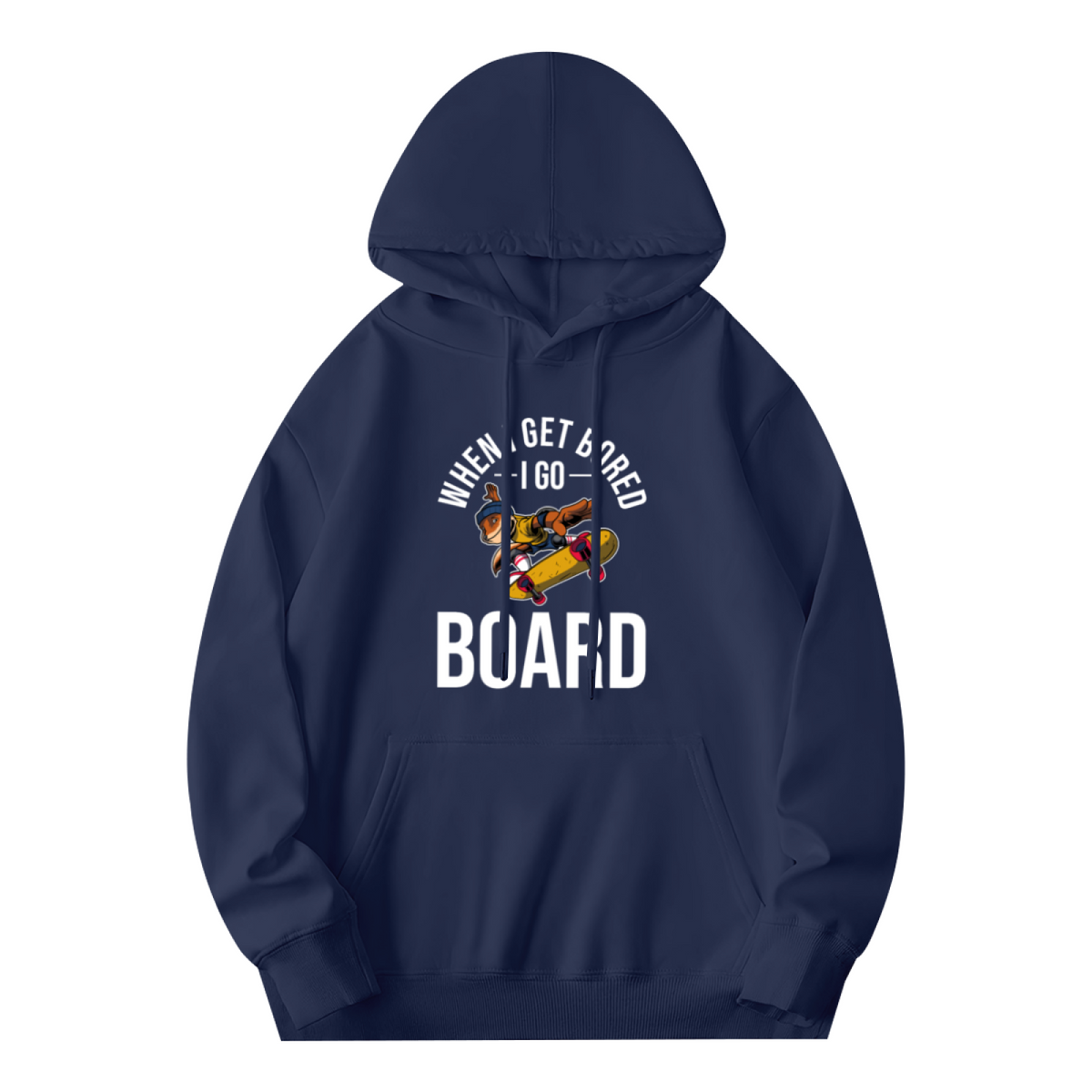 Skate Lover When I Get Bored I Go Board Navy Hoodie, Cozy Streetwear Sweatshirt