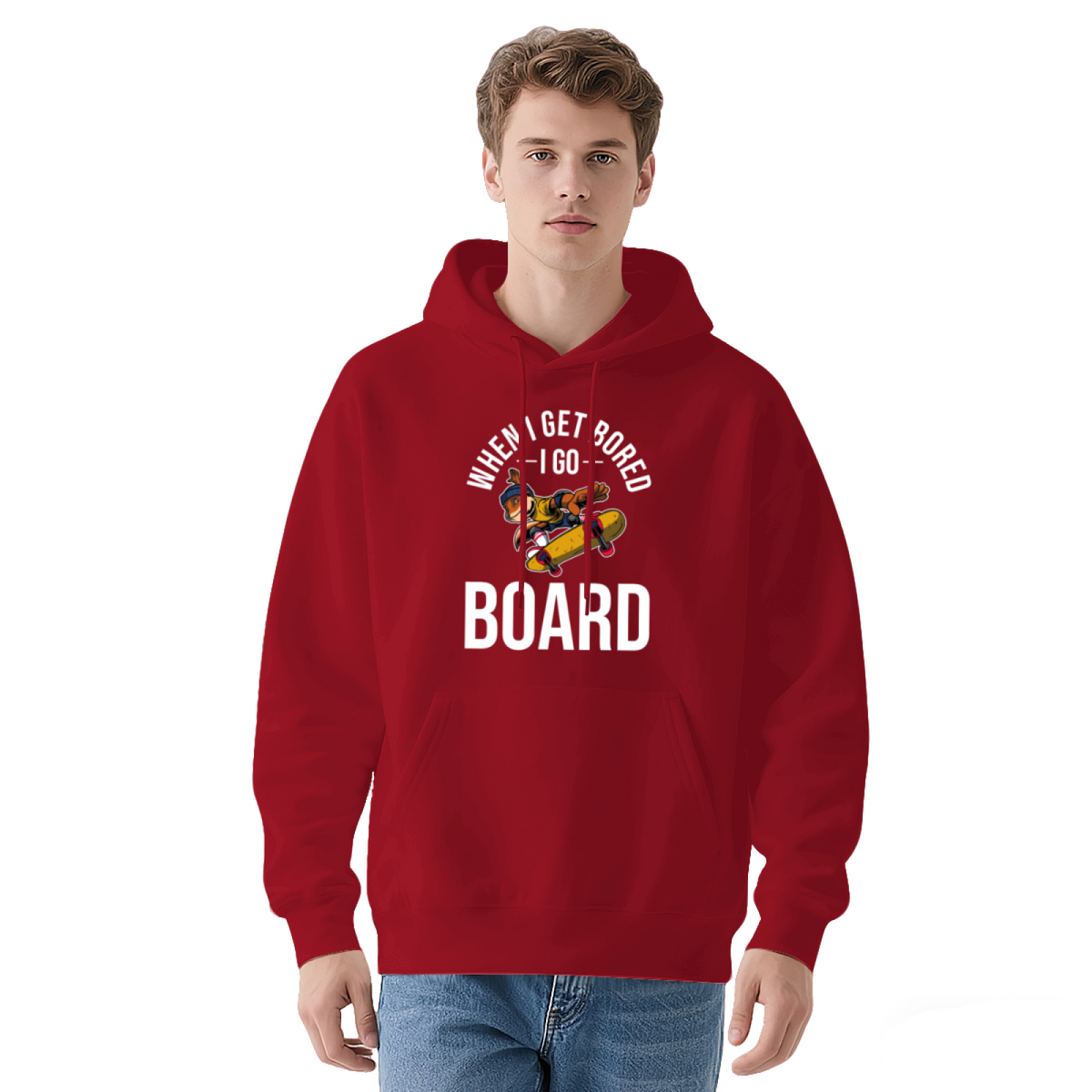 Skate Lover When I Get Bored I Go Board Navy Hoodie, Cozy Streetwear Sweatshirt