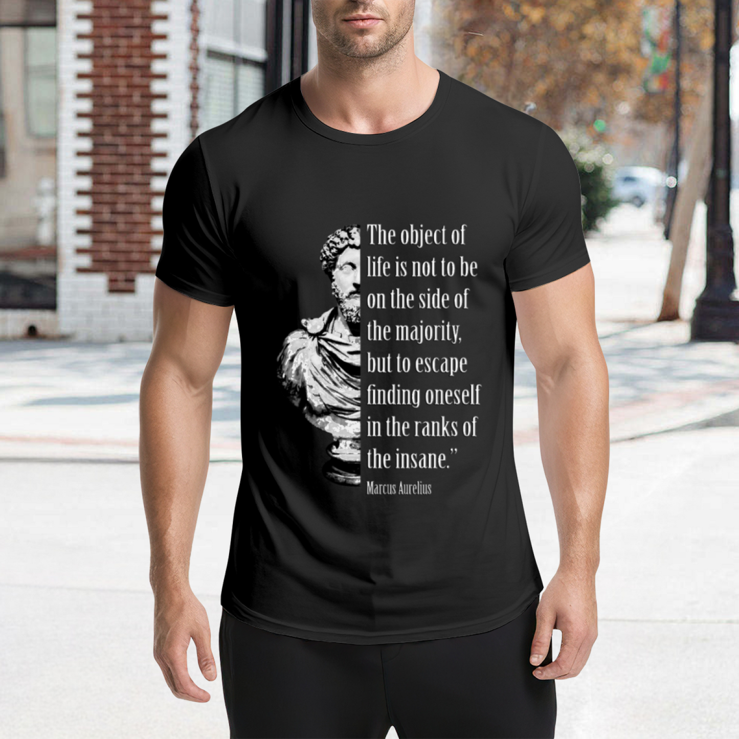 Marcus Aurelius Stoic Philosophy Quote Black Tee, Minimal Mindset Motivational Shirt