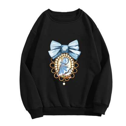 Vintage Cameo Bow?Knot Princess Graphic Crewneck Sweatshirt
