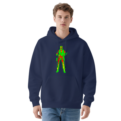 Cool Thermal Vision Soldier Print White Hoodie, Men Comfort Street Sweatshirt