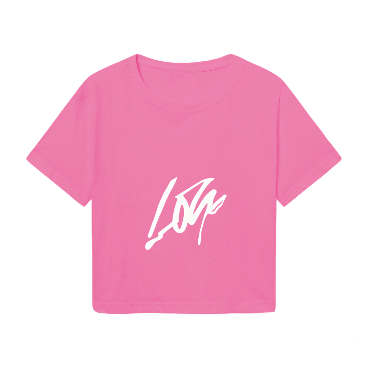 Sleek Lone Signature Vibrant Hot Pink Crop Tee