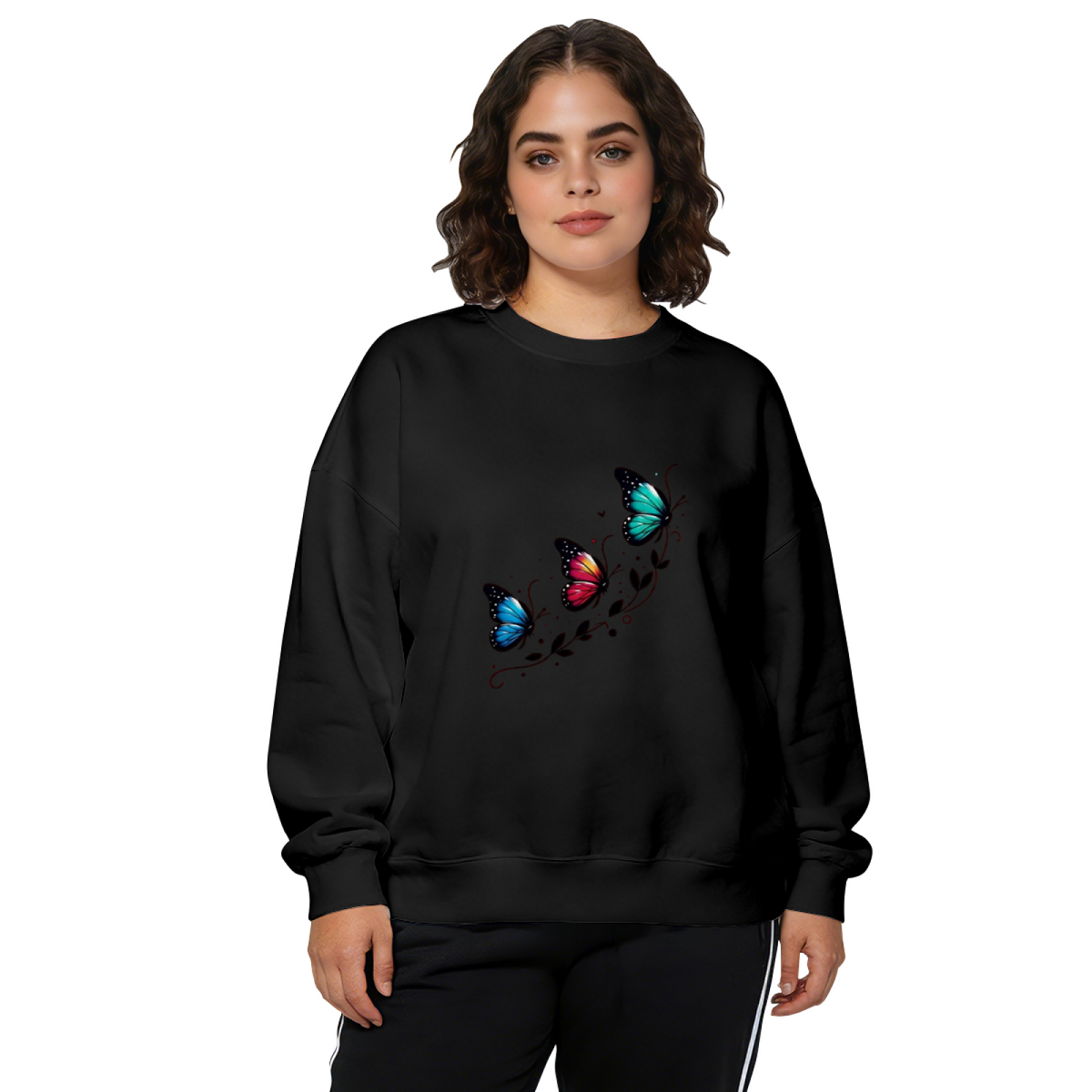 Vibrant Colorful Butterfly Vine Art Crewneck Sweatshirt